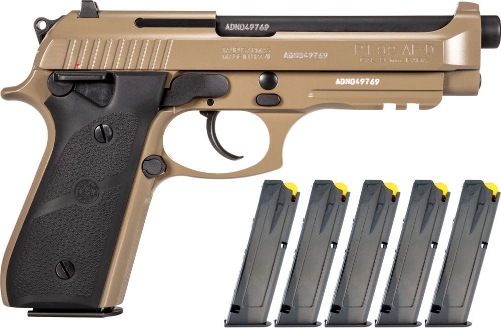 Taurus PT92 Flat Dark Earth 9mm 5 Barrel 18-Rounds