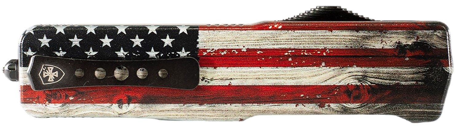Templar Knife Premium Weighted Painted Wood Grain US Flag OTF Dagger 3 Plain Edge D2 Blade - Templar Knife