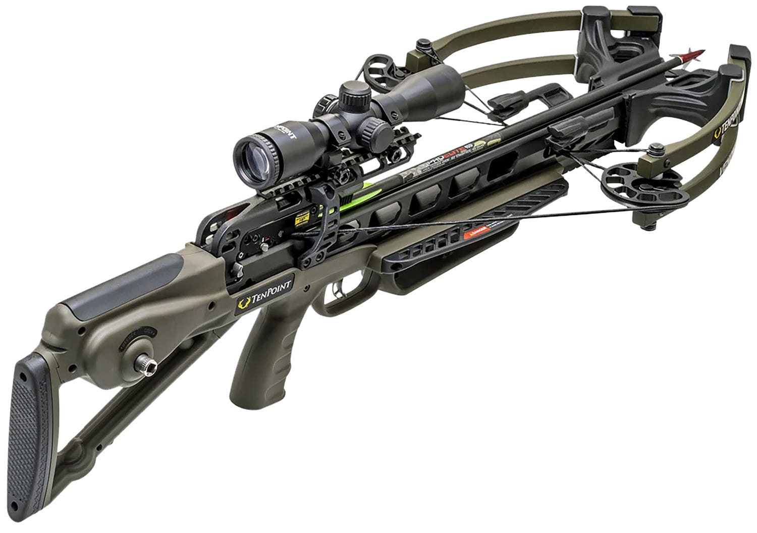 Tenpoint Venom X ACUslide Bundle Moss Green Crossbow 390 FPS w/ Pro-View 400 Scope  3 Arrows  Quiver