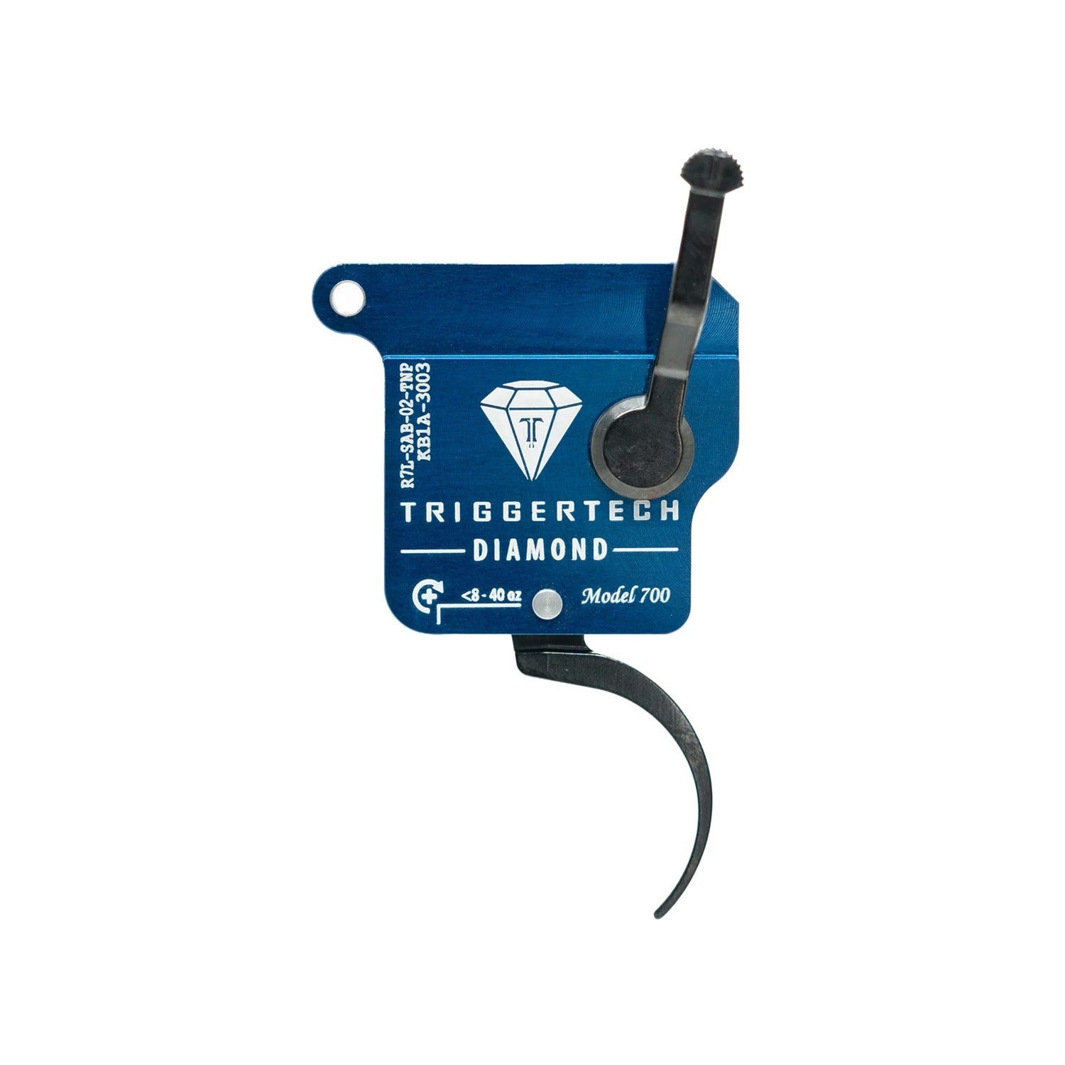 TriggerTech Rough Diamond Trigger Pro Curve Black / Blue Trigger LH for Remington 700 - TriggerTech