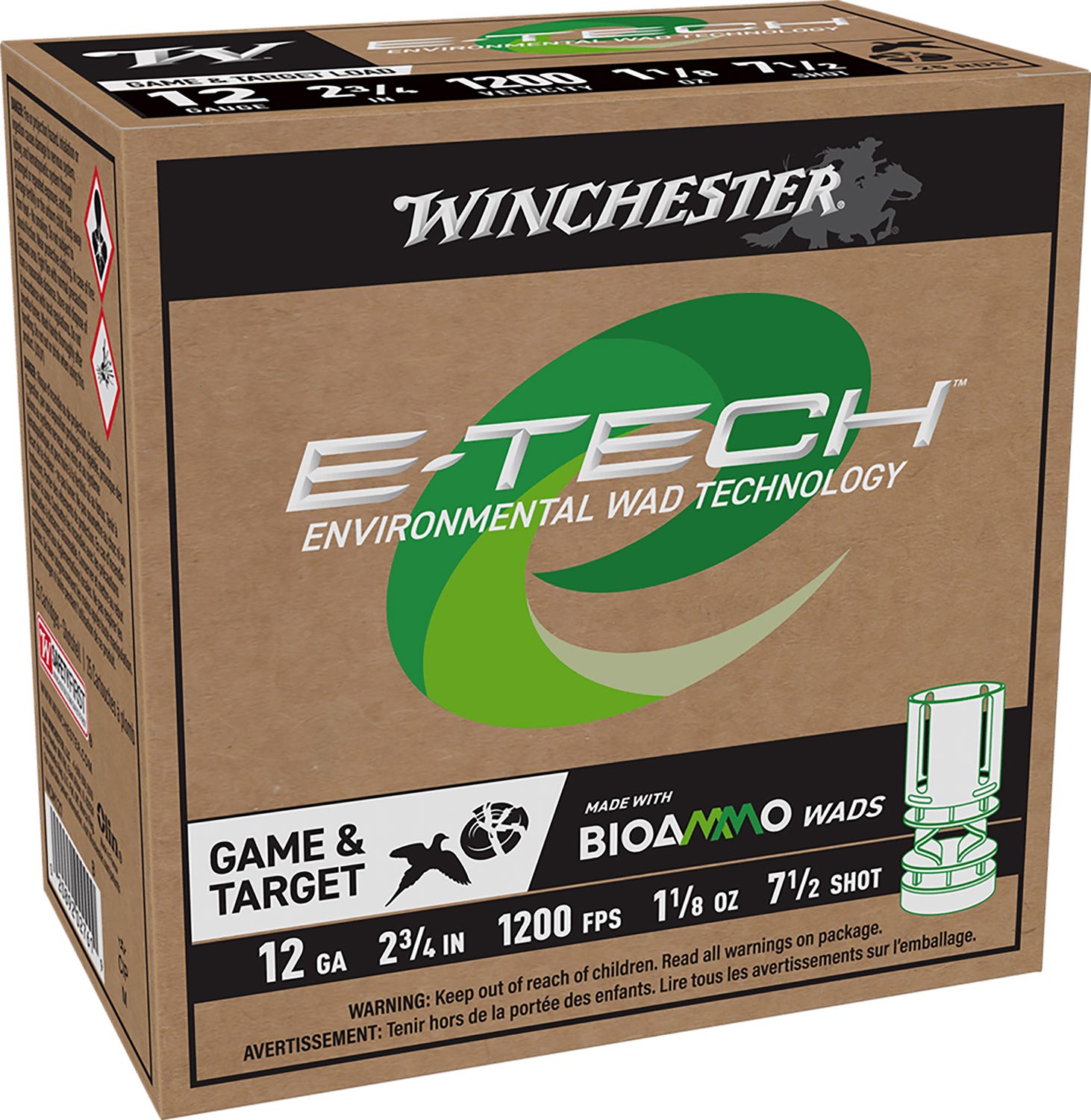 Winchester E-Tech 12 GA #7.5 1-1/8oz 25-Rounds 2.75