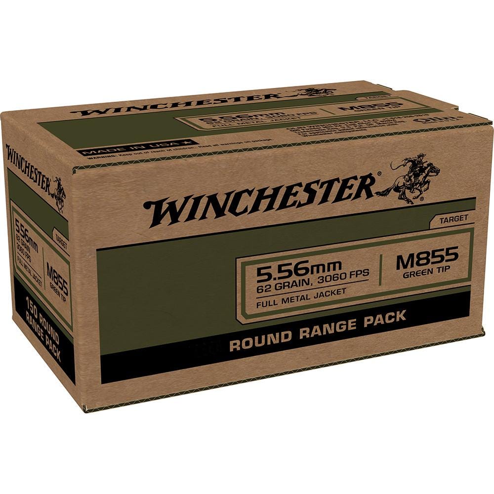 Winchester Lake City M855 Green Tip 5.56 62 Grain 100-Rounds FMJ chester Lake City M855 Green Tip 5.56 62 Grain 100-Rounds FMJ Ammo