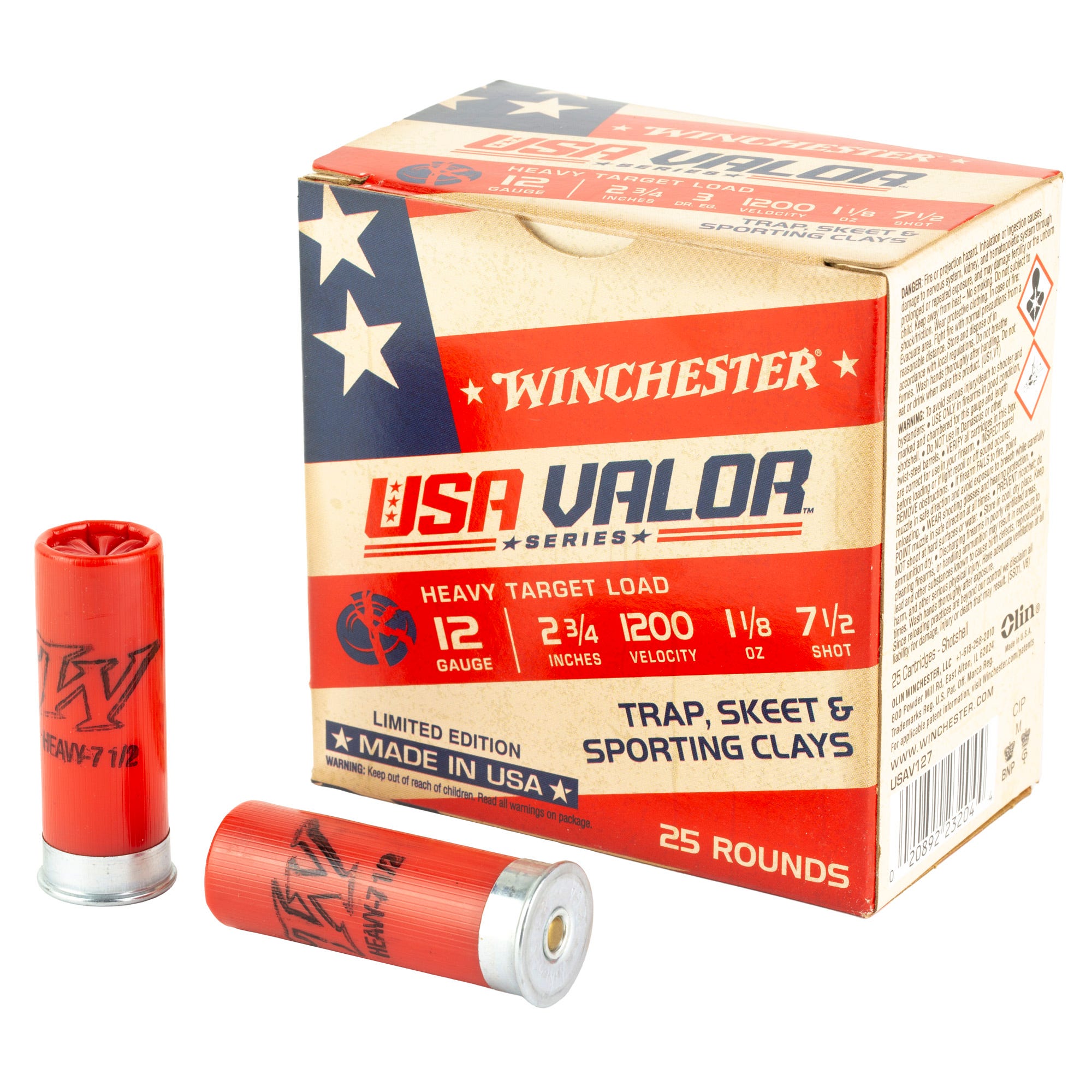 Winchester USA VALOR 12 GA #7.5 Shot 1-1/8 oz 25-Rounds 2.75