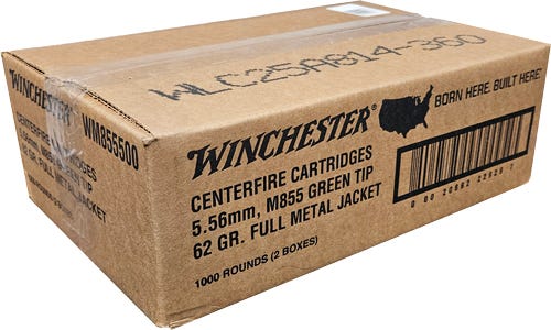 Winchester USA Bulk 5.56 62 Grain 1000-Rounds FMJ Green Tip - Winchester