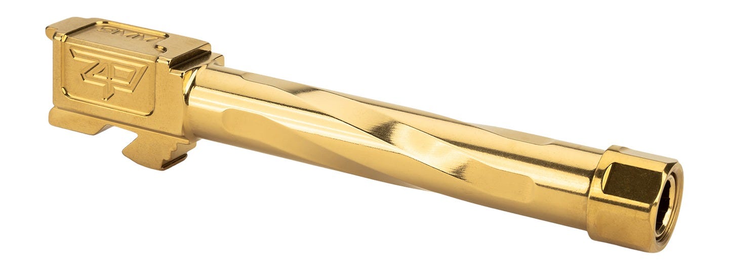 Zaffiri Precision Barrel Gold TiN 9mm 4.99 Barrel for Glock 17 Gen3