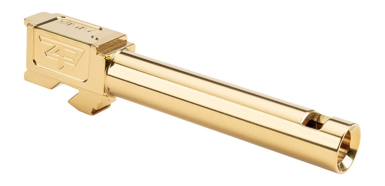 Zaffiri Precision Integrated Blowhole System Barrel Gold TiN / Stainless 3.89 Barrel for Glock 19 Gen3 - Zaffiri Precision