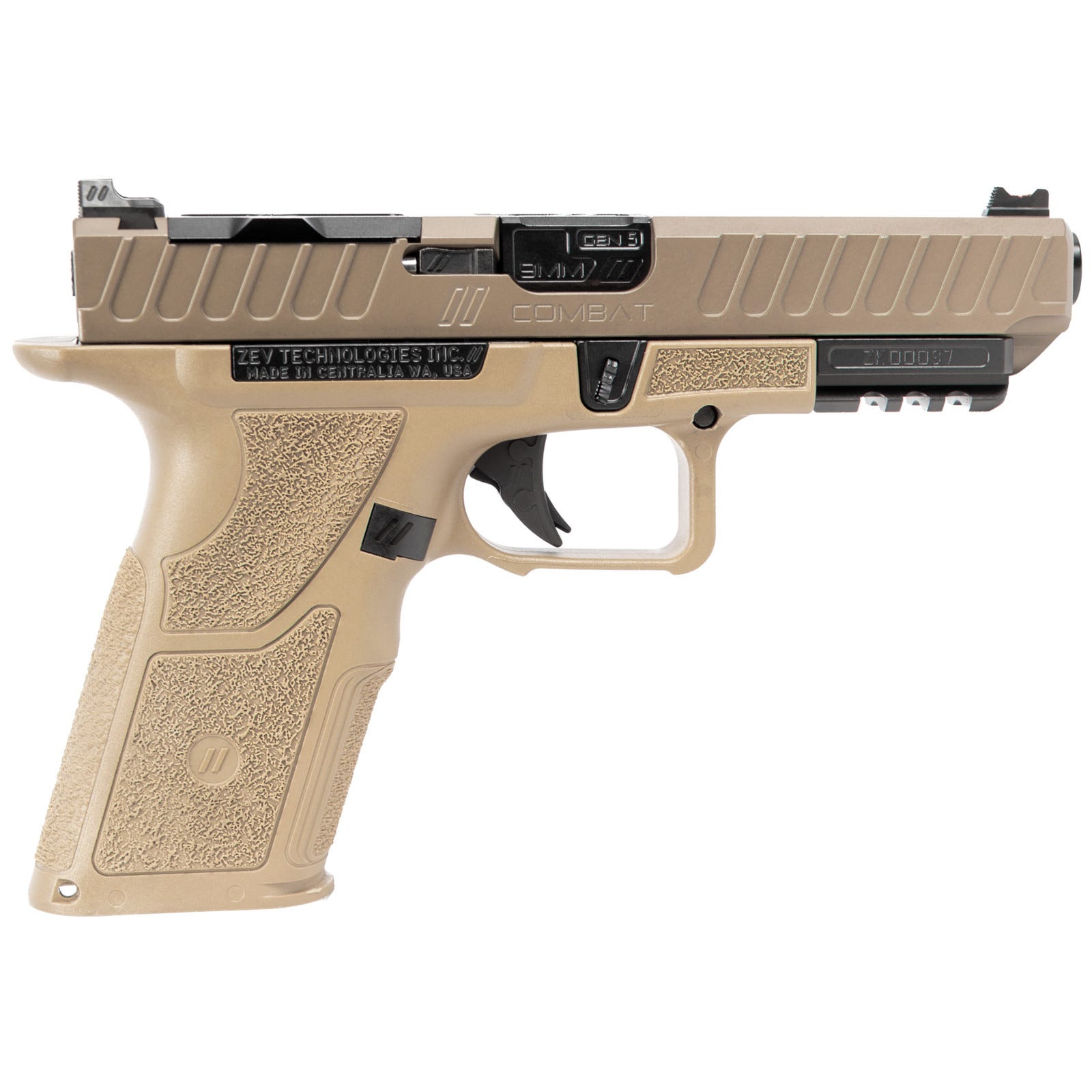 Zev Technologies OZ9 V2 Combat X Flat Dark Earth 9mm 4.5 Barrel 15-Rounds