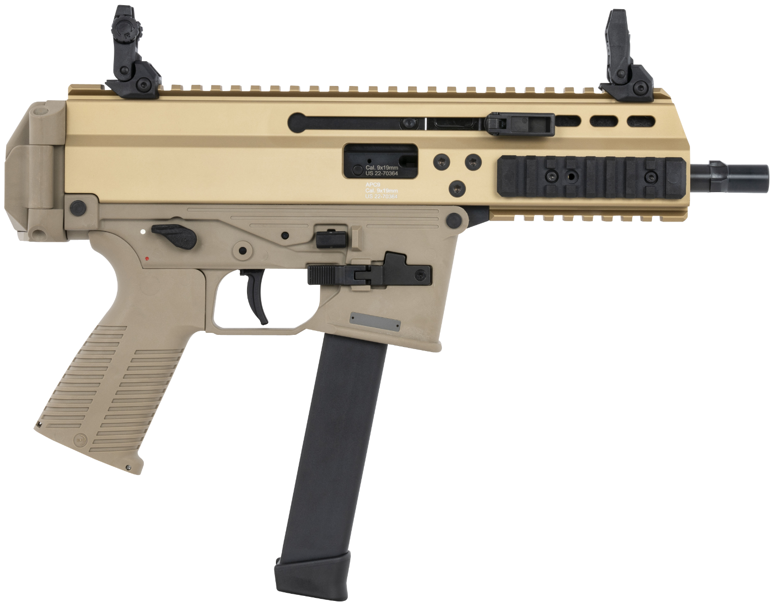 B&T APC9 Pro Coyote Tan 9mm 6.8 Barrel 33-Rounds Uses Glock & Sig Mags image