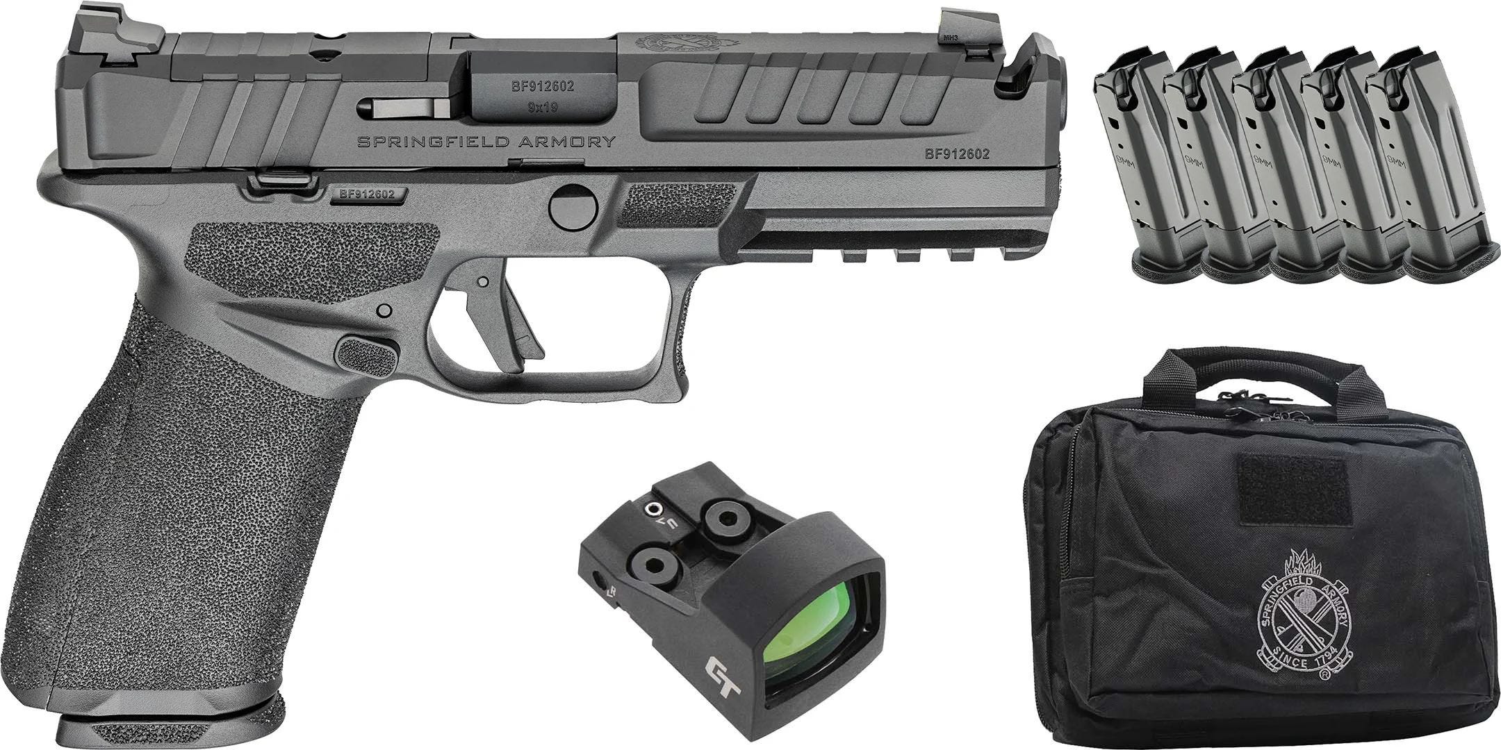 springfield armory echelon 4.5f comp 9mm 4.5 barrel 10-rounds 5 mags  ct1500 red dot